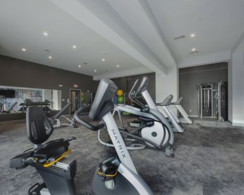 Fitness center with cardio and strength training equipment